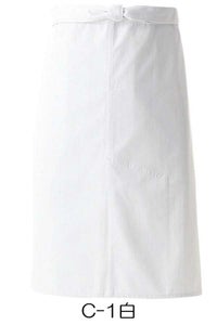 前スリット入り前掛け　白