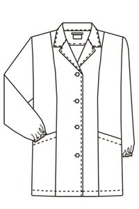 女性衿付き調理白衣　長袖　線画　フロント
