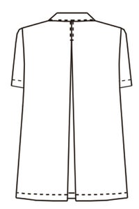 女性衿付き調理白衣　半袖　線画　バック