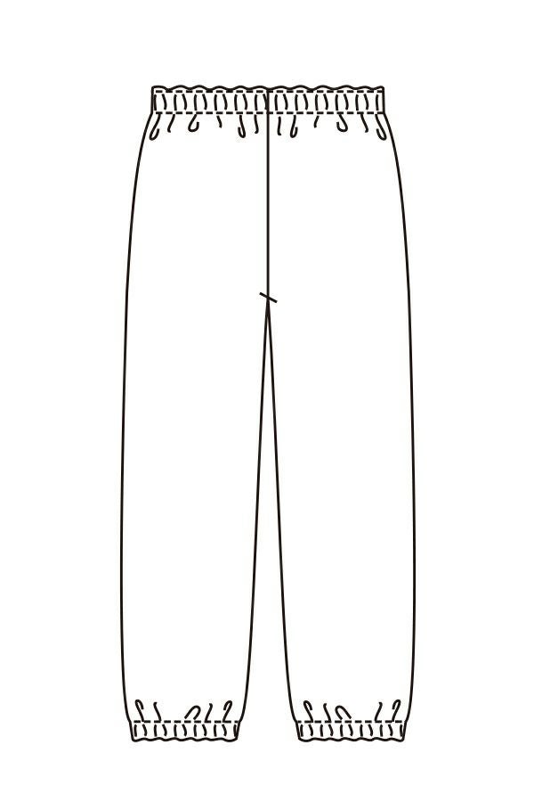 和風パンツ男女兼用　バックスタイル　線画