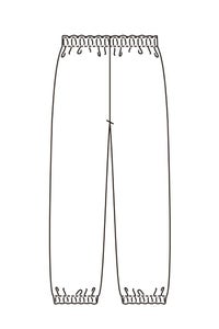 和風パンツ男女兼用　バックスタイル　線画