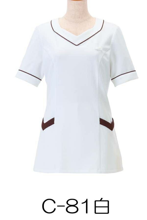 女性ニットワッフルシャツ　白