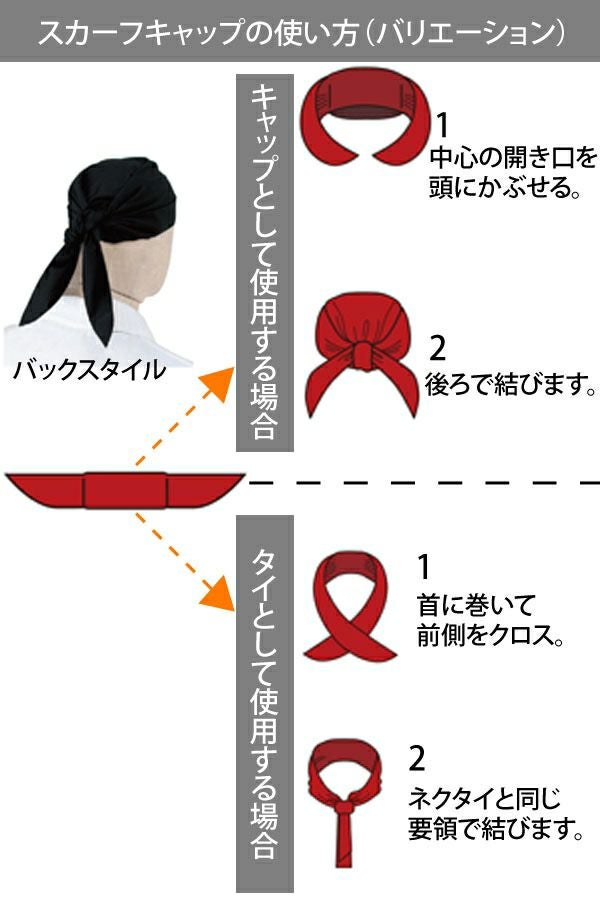 スカーフキャップ　使い方　イラスト
