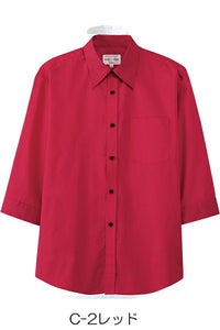 七分袖　シャツ　C-2レッド