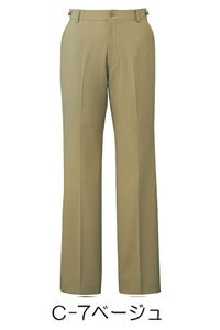 女性美脚ノータックパンツ　ベージュ