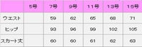 スカート　サイズ表