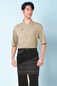 和風カットソー七分袖　男女兼用　ベージュ　前掛け　ＵＰ