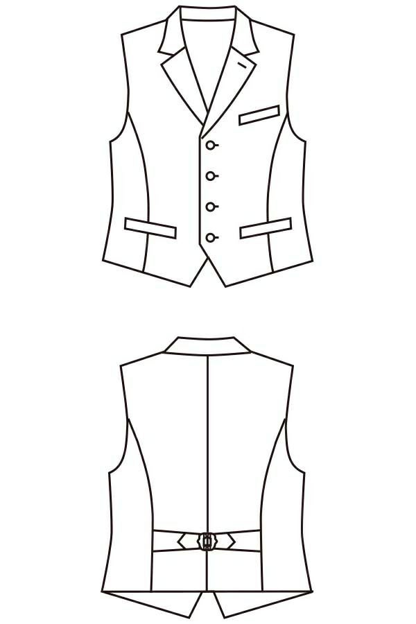 　男性衿付べスト　イラスト
