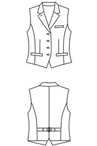 女性衿付きべスト　イラスト　フロント　バックスタイル