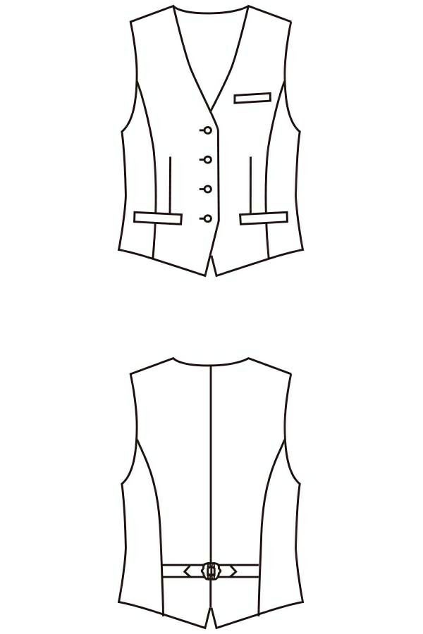 女性べスト　イラスト　フロント　バックスタイル