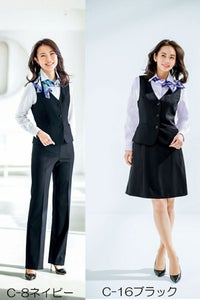 ベスト（ミニヘリンボーン）　パンツ＆スカートスタイル　モデル着用