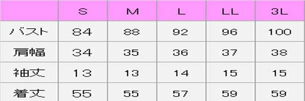 半袖ＶネックＴ　サイズ表