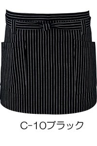 ショートエプロン　ブラックストライプ