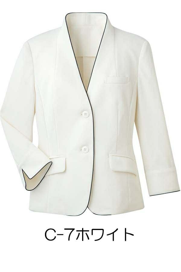 C-7ホワイト　ジャケット（七分袖）［裏なし］（無地）　ウェーブロン®ドビーニット　消臭 防汚加工（ホワイトのみ）