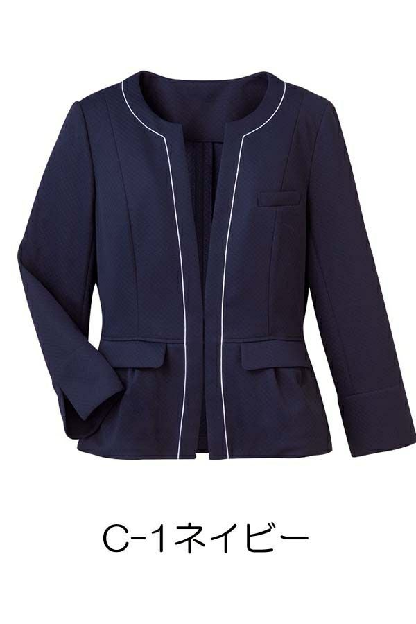 C-1ネイビー　ジャケット（七分袖）（無地）　ウェーブロン®ドビーニット