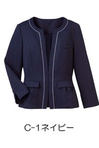 C-1ネイビー　ジャケット（七分袖）（無地）　ウェーブロン®ドビーニット