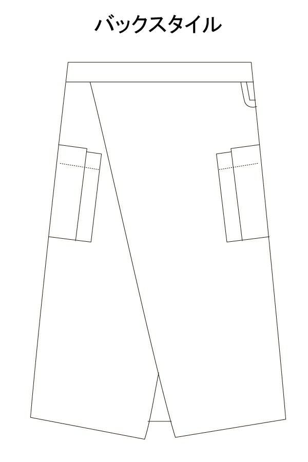 ロングエプロン　イラスト　バックスタイル