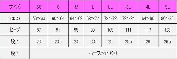 女性パンツサイズ表