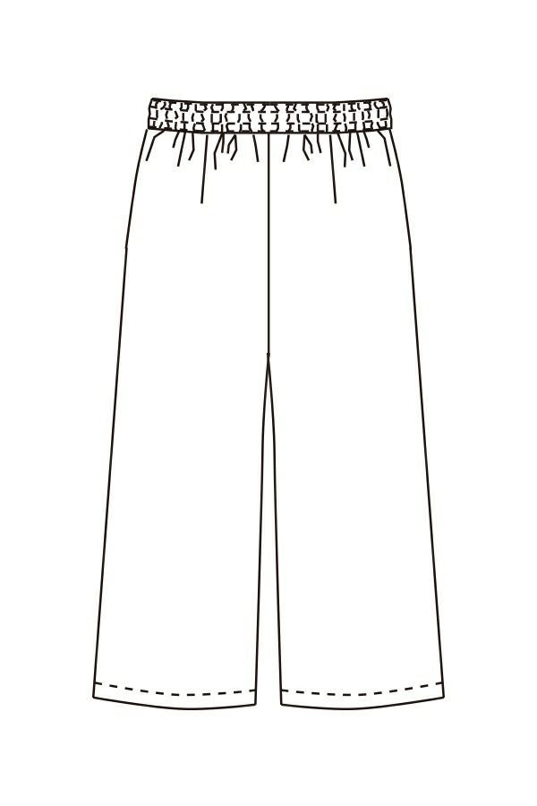 女性エプロン風和風パンツ　イラスト