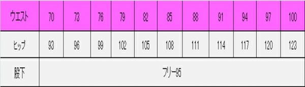 男性ワンタックスラックス　サイズ表