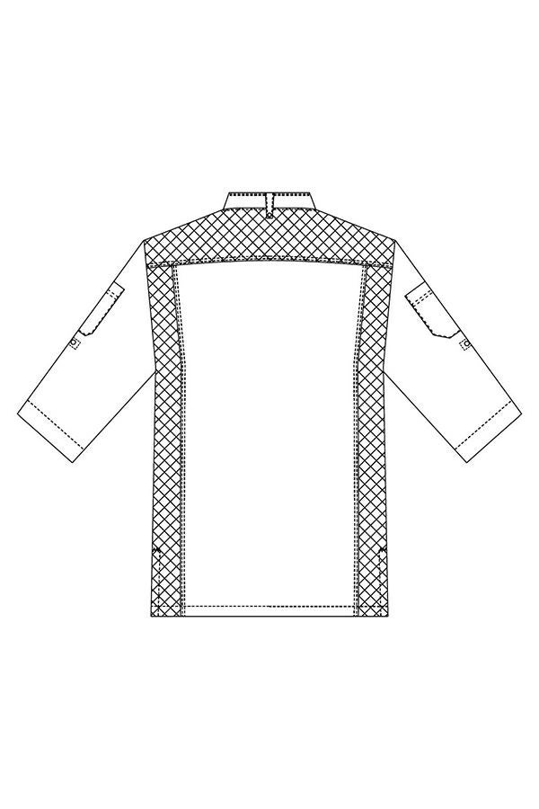 涼しいコックシャツ七分袖　バックスタイル