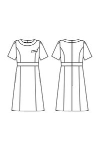 ワンピース半袖　イラスト　フロント　バックスタイル