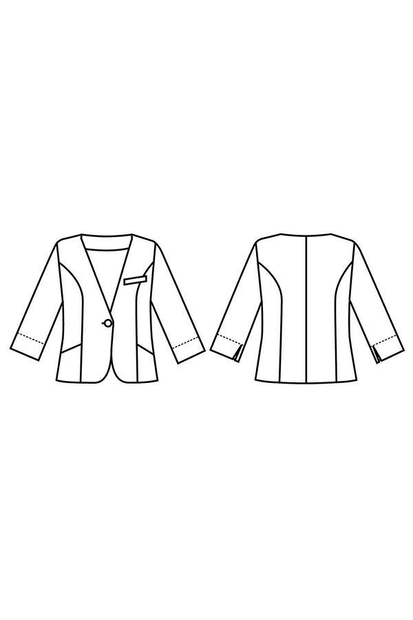 ジャケット七分袖　イラスト　フロント　バックスタイル