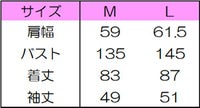 女性シャツ長袖　サイズ表