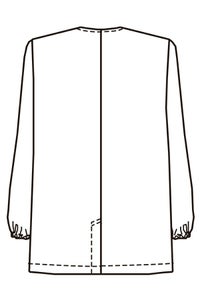 襟なし　調理白衣（長袖）［男性］　バックスタイル