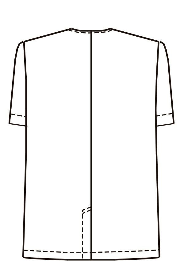 襟なし調理白衣（半袖）［男性］　バックスタイル