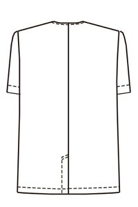 襟なし調理白衣（半袖）［男性］　バックスタイル