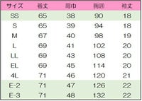 レディスジップスクラブ　サイズ表