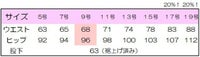テーパードパンツサイズ表